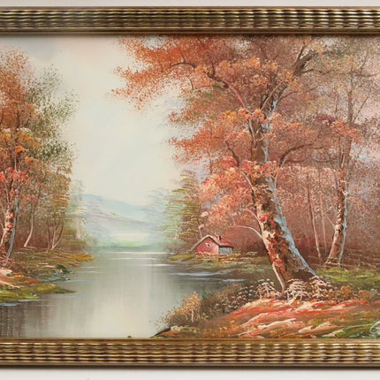 Handgeschilderd Schilderij 'Huisje aan de Rivier'