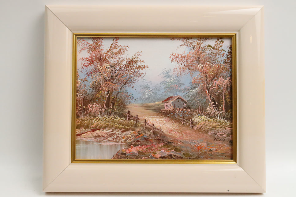 Handgeschilderd Schilderij 'Huisje in de Lente'