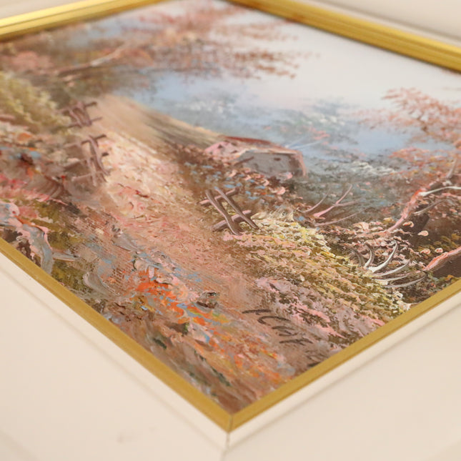 Handgeschilderd Schilderij 'Huisje in de Lente'