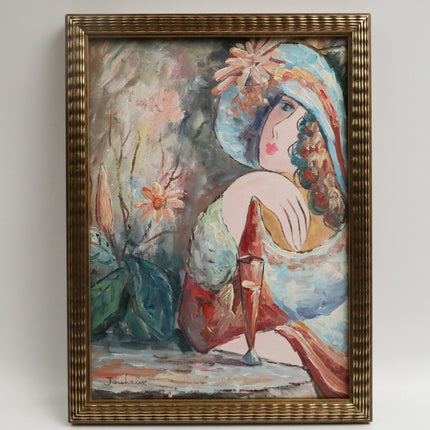 Handgeschilderd Schilderij 'Portret Vrouw'