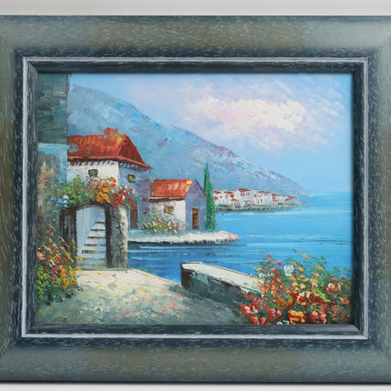 Handgeschilderd Schilderij 'Villa aan het meer'