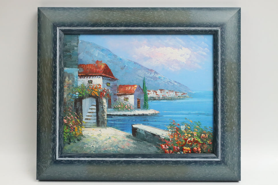 Handgeschilderd Schilderij 'Villa aan het meer'