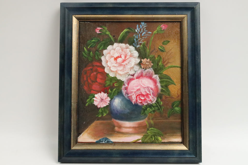 Handgeschilderde Schilderijen 'Roze Bloemen'