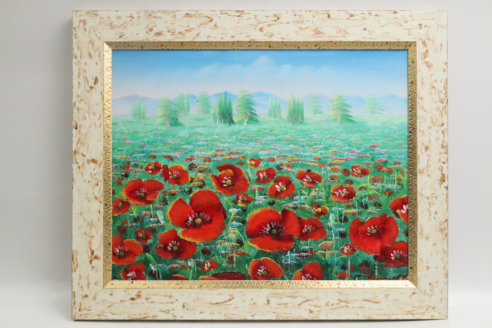 Handgeschilderd Schilderij 'Uitzicht Bloemenvaas'