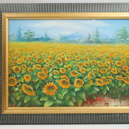 Handgeschilderd Schilderij 'Zonnebloemen'