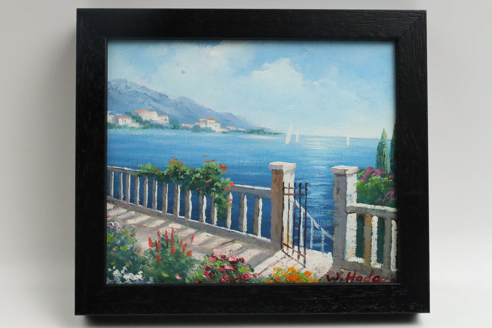 Handgeschilderd Schilderij 'Uitzicht op Zee'