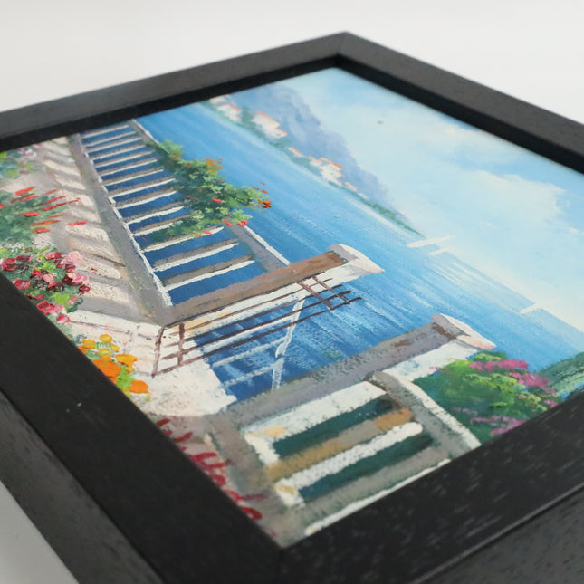 Handgeschilderd Schilderij 'Uitzicht op Zee'