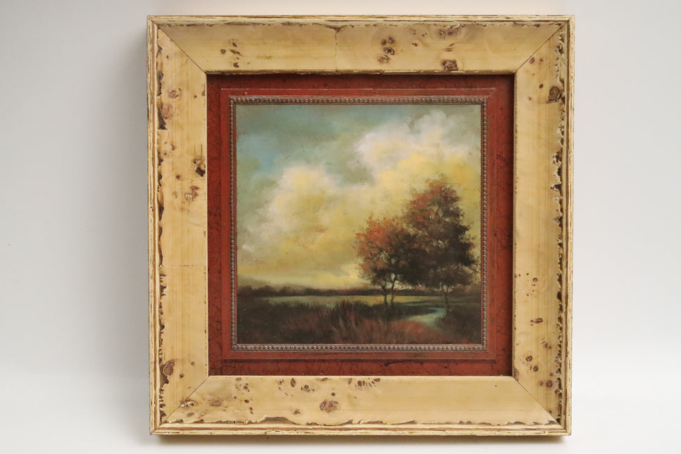 Poster achter glas 'Uitzicht over meer'