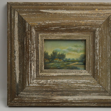 Handgeschilderd op hout 'Boerendorpje'