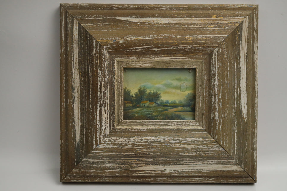 Handgeschilderd op hout 'Boerendorpje'