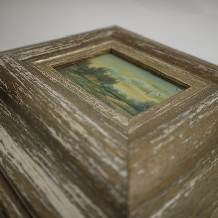 Handgeschilderd op hout 'Boerendorpje'