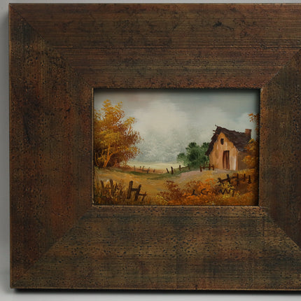 Handgeschilderde schilderij op hout 'Klein huisje'