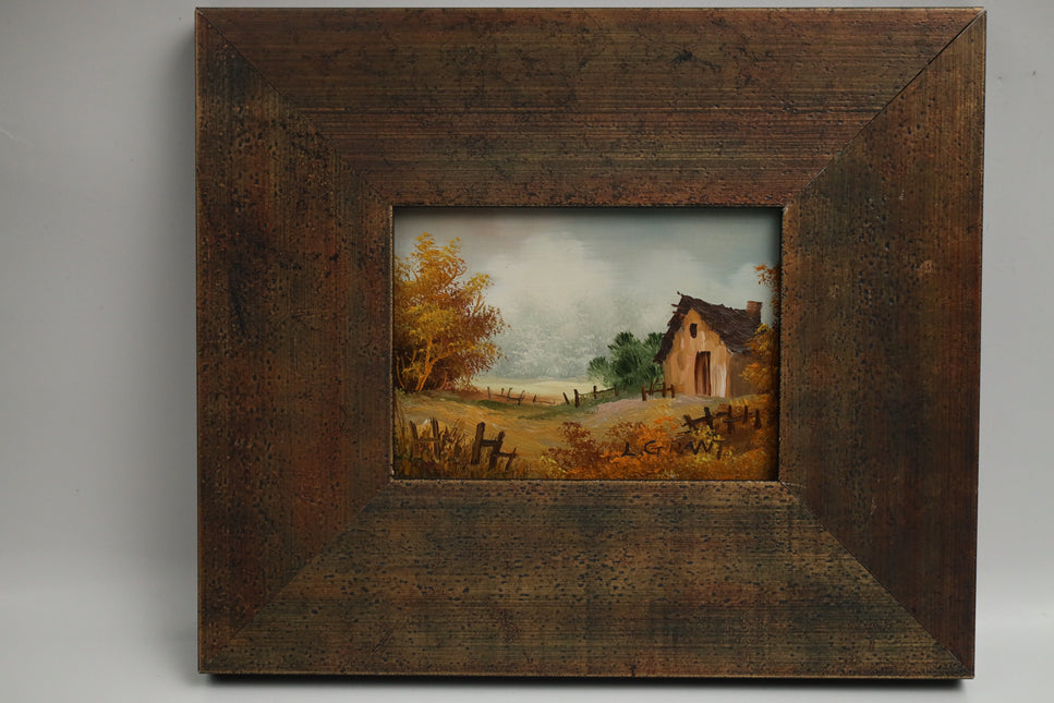 Handgeschilderde schilderij op hout 'Klein huisje'