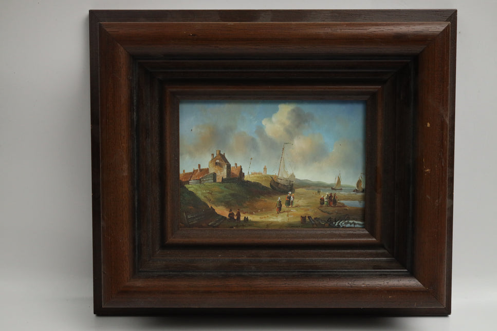 Handgeschilderd schilderij op hout 'De kust'