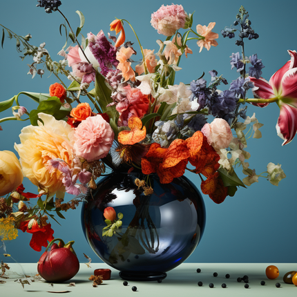 Schilderij 'Bloemstuk Blue Delight'