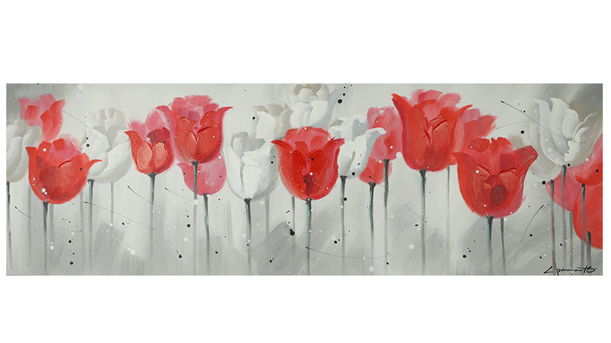 Canvas schilderij 'Abstracte tulpen'