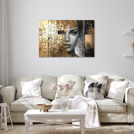 Schilderij 'Bladgoud Vrouw 2.0'