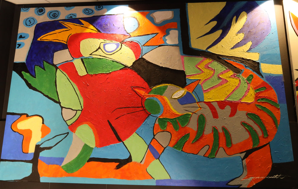 Canvas Schilderij van L.Paramount 'Abstract Animalparty'