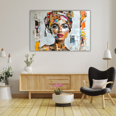 Schilderij 'Vrouw in collage van Krantenknipsels 2.0'