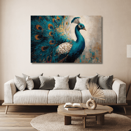 Schilderij 'Schitterende Verenpracht'