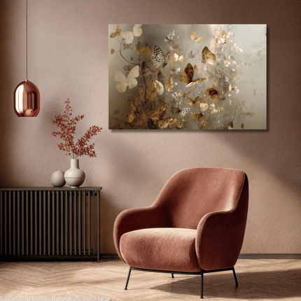 Schilderij 'The golden flowers 3.0'