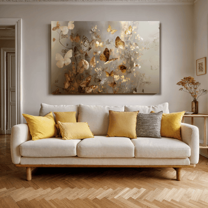 Schilderij 'The golden flowers 3.0'