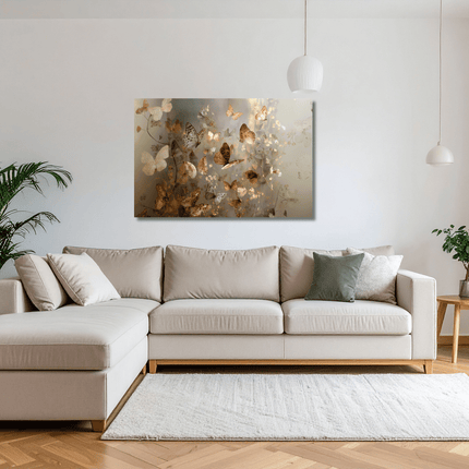 Schilderij 'The golden flowers 3.0'