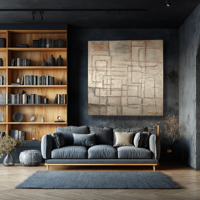 Canvas schilderij 'gouden lijnen spel'