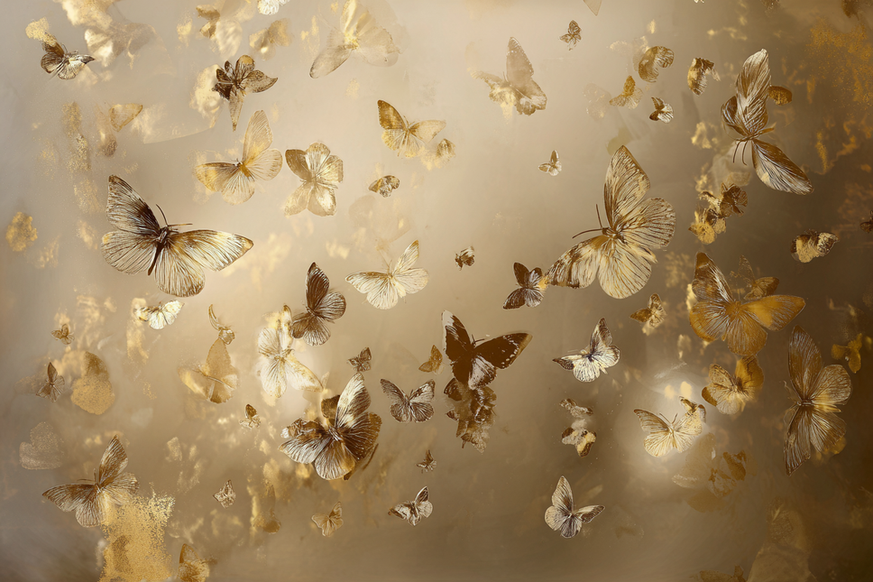 Schilderij 'The golden flowers 2.0'