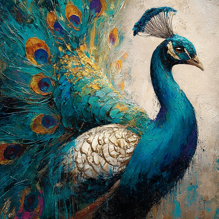 Schilderij 'Schitterende Verenpracht'