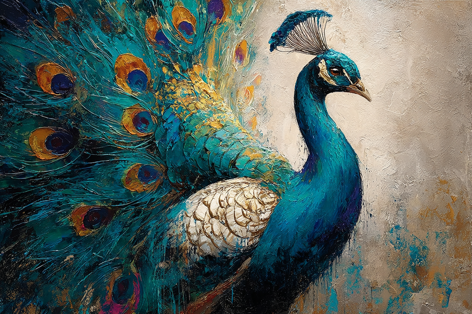 Schilderij 'Schitterende Verenpracht'