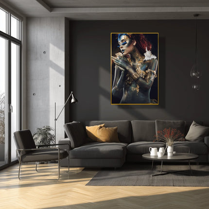 Ingelijste glasschilderij 'Beautiful Fantasy'