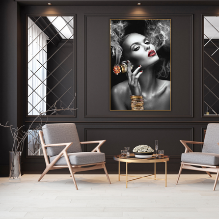 Glasschilderij 'Smoking woman'