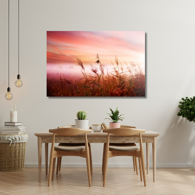 Aluart schilderij 'De zonsondergang korenveld
