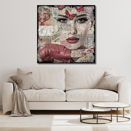 Leather Dibond schilderij 'Strong Woman'