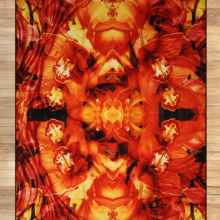 Mondiart vloerkleed 'Oranje bloemen'