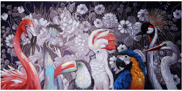 Canvas schilderij 'Tropische vogels'