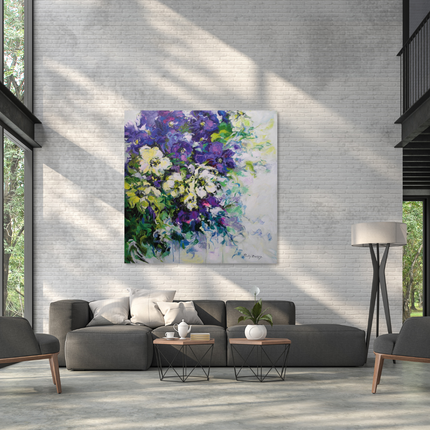 Aluart schilderij 'Paarse bloemen'