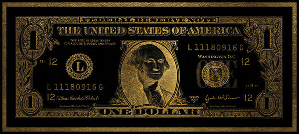 Ingelijst Glasschilderij 'Golden Dollar'