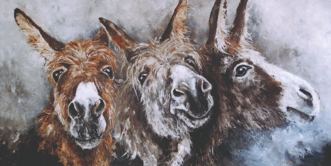 Aluart schilderij 'Pieternet de dominante  ezels'