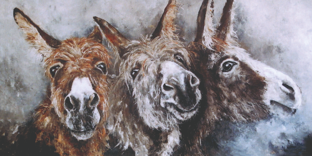 Schilderij 'Pieternet de dominante  ezels'