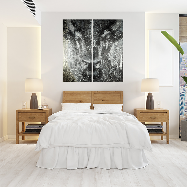 Canvas schilderij 'Zwart-gouden koe'