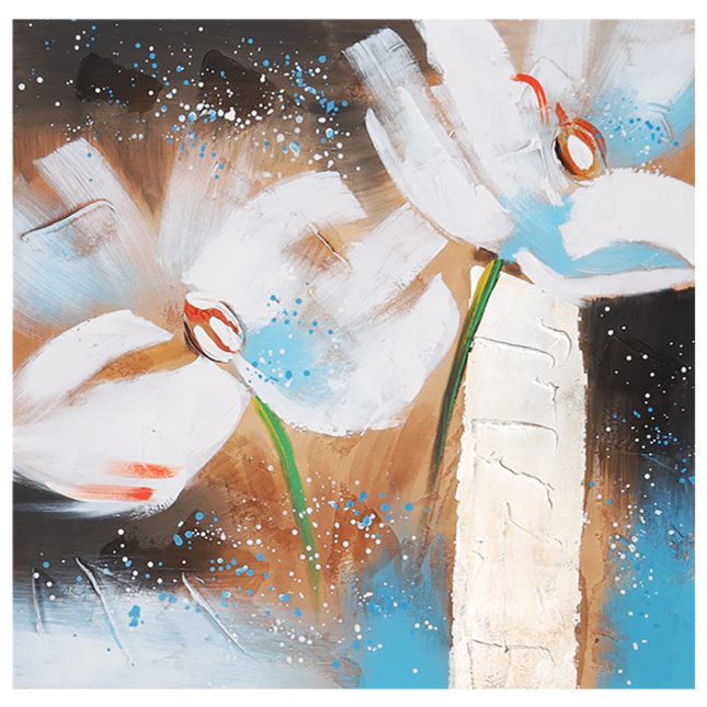 Canvas schilderij 'Witte Bloemen'