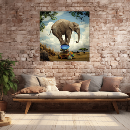 Aluart schilderij 'Balancing elephant'
