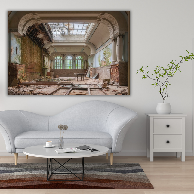 Aluart schilderij van Truus Nijland 'Verlaten Gebouw'