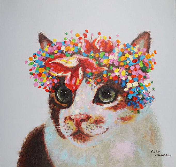 Canvas schilderij 'The hippie cat'