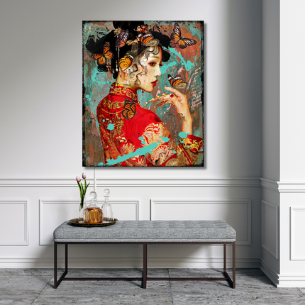 Leather dibond schilderij 'Asian Love I'
