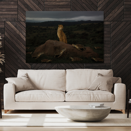 Aluart schilderij 'Cheetah met schildpadden'