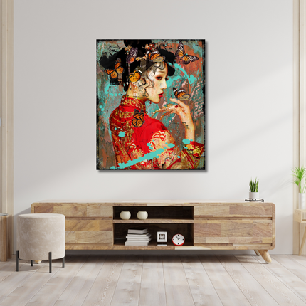 Leather dibond schilderij 'Asian Love I'