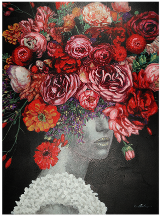 Canvas schilderij 'Rozen kapsel'